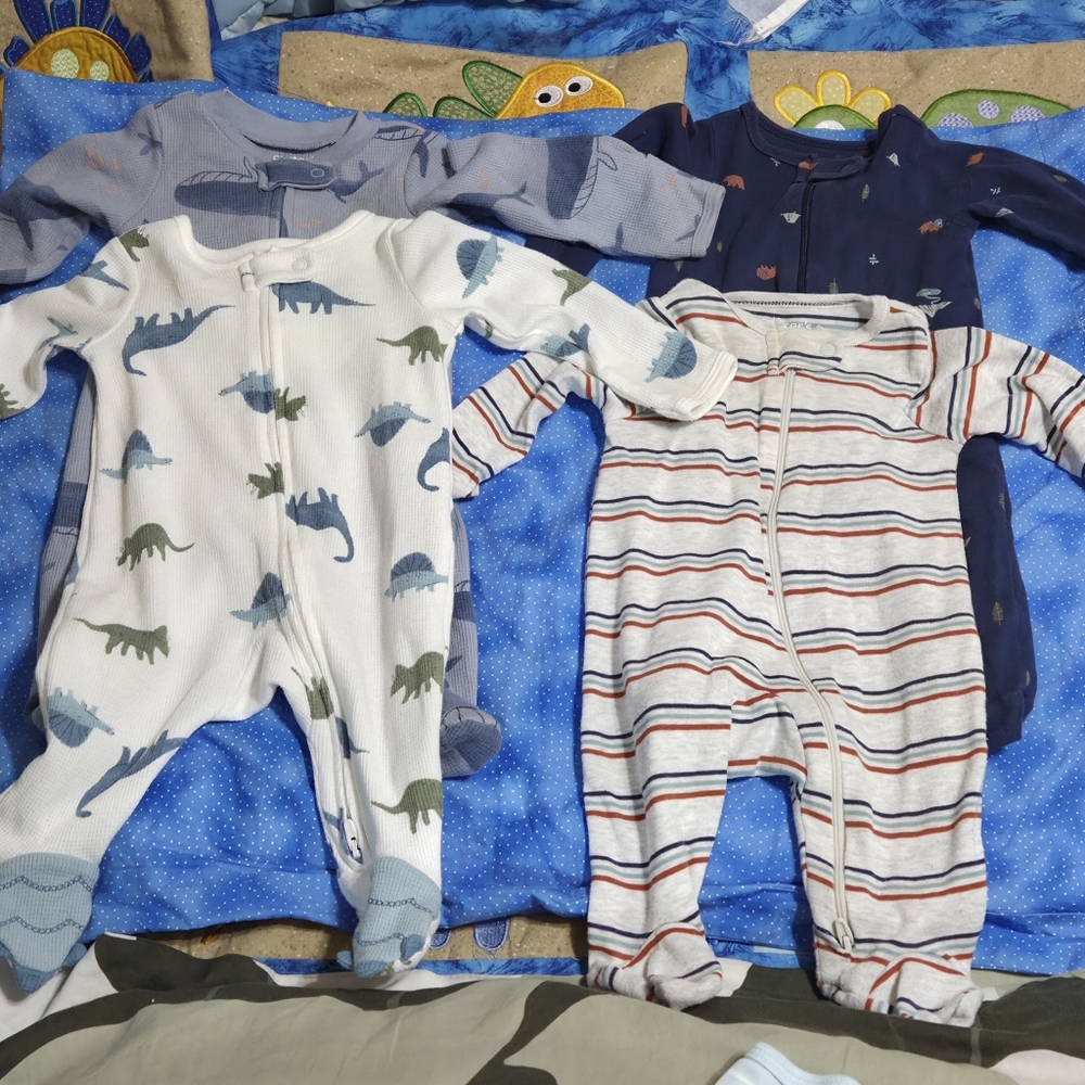 Carter's 3M Dinosaur, Whale Striped Kids One Pieces - Twins Or Singleton Boys